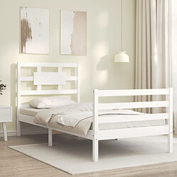 Avis Maison Chic Cadre/structure de lit avec tête de lit pour adulte - Lit Moderne Chambre blanc simple bois massif -MN77617