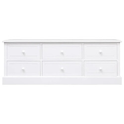 vidaXL Meuble TV Blanc 108x30x40 cm Bois de Paulownia solide