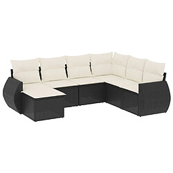 Maison Chic Ensemble Tables et chaises d'extérieur 7pcs avec coussins,Salon de jardin noir résine tressée -GKD387630