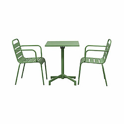 Mes Table de jardin 60x60x71cm en métal vert - BACA pas cher