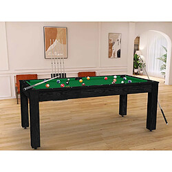 Jardindeco Billard convertible table 8 personnes Arizona + pack d'accessoires noir boisé et vert (tapis)