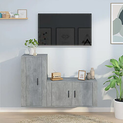 vidaXL Ensemble de meubles TV 2 pcs gris béton bois d'ingénierie