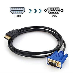 Moclever Câble HDMI vers VGA Converter, 1,8m-5.9ft 1080P HDMI mâle vers VGA mâle 15 broches M-M connecteur câble adaptateur pour Lap