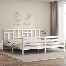 Maison Chic Lit adulte - Cadre Structure de lit avec tête de lit Contemporain blanc 200x200 cm bois massif -MN54196