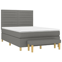 Avis Maison Chic Lit Adulte - Lit simple Lit à sommier tapissier avec matelas moelleux - Meuble de Chambre - Gris foncé 140x190cm Tissu -MN55306