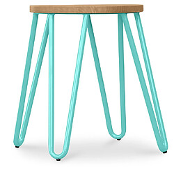 ICONIK INTERIOR Tabouret Hairpin - 42cm - Bois clair et métal Vert pastel