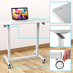 Duronic TM03T Poste de Travail mobile Assis-Debout | Hauteur ajustable de 73 à 107 cm | Surface de 88 x 50 cm | Charge maximale de 15 kg | Support à roulettes | Blanc