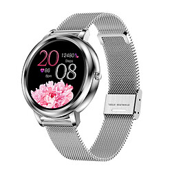 Chrono Montre Connectée pour Femme IP68 Etanche Cardio Podometre Sport Fitness Tracker d'Activité pour Android iOS-Argent