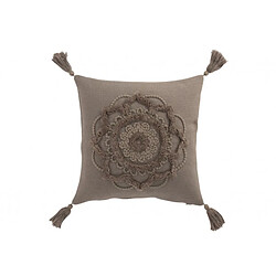 Dansmamaison Coussin Fleur + Floches Coton Taupe