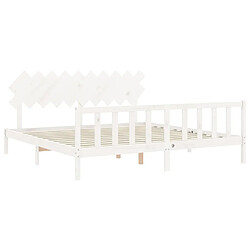 Maison Chic Lit adulte - Cadre Structure de lit avec tête de lit Contemporain blanc 200x200 cm bois massif -MN57782 pas cher