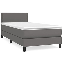 vidaXL Sommier à lattes de lit avec matelas Gris 90x200 cm Similicuir