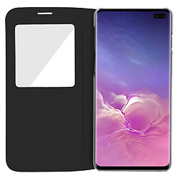 Avizar Housse Fenêtre Galaxy S10 Plus Étui Clapet Coque Polycarbonate Rigide - noir pas cher