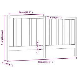 Acheter vidaXL Tête de lit Noir 186x4x100 cm Bois massif de pin