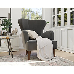 Lisa Design Jaudy - fauteuil - en velours - pieds en bois Jaudy - fauteuil - en velours - pieds en bois - Gris