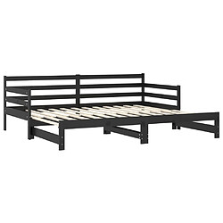 Acheter vidaXL Lit coulissant sans matelas noir 2x(90x200) cm