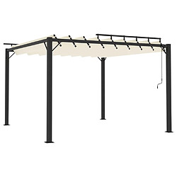 Maison Chic Tonnelle | Pergola avec toit à persienne 3x3 m Crème Tissu et aluminium -GKD43207