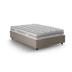 Avis Autrement Lit queen size Talamo Italia Silvia avec conteneur, Made in Italy, en tissu amovible, 120x190 cm, avec ouverture frontale, Taupe, avec matelas inclus.