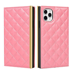 Etui en PU + TPU sac à bandoulière texturé avec miroir de maquillage et bandoulière rose pour votre Apple iPhone 11 Pro