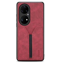 Coque en TPU + PU hybride avec porte-carte élastique rouge pour votre Huawei P50