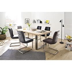 Avis Pegane Table à manger extensible en chêne blanchi massif huilé / acier - L.220-320 x H.77 x P.100 cm