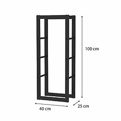 Acheter Range-Bûches d'Intérieur Kekai Rack I 40x25x100 cm Rangement à Bois avec Structure en Acier Galvanisé, Couleur Noir