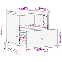 vidaXL Tables de chevet 2 pcs marron et noir bois de manguier solide pas cher