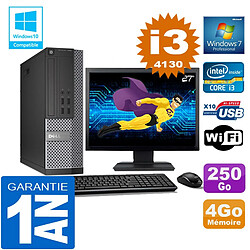 PC DELL 7020 SFF Core I3-4130 Ram 4Go Disque 250 Go Wifi W7 Ecran 27" - Occasion