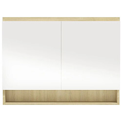 Maison Chic Armoire à miroir de salle de bain,Meuble de rangement,Meuble bas de bain 80x15x60cm MDF Blanc et chêne -GKD289335 pas cher