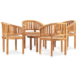 Acheter Maison Chic Salon de jardin 5 pcs - Table et chaises d'extérieur - Mobilier/Meubles de jardin Moderne en forme de banane Bois de teck solide -MN26405