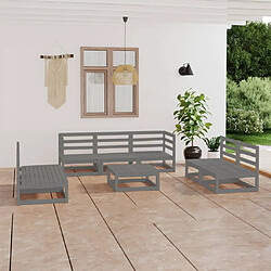 vidaXL Salon de jardin 8 pcs gris bois de pin massif