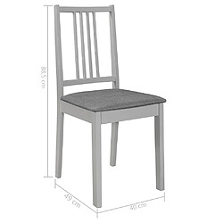 vidaXL Chaises à manger avec coussins lot de 4 gris bois solide pas cher