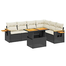 Maison Chic Ensemble Tables et chaises d'extérieur 7pcs avec coussins,Salon de jardin noir résine tressée -GKD230904