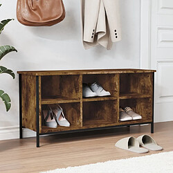 Maison Chic Armoire à Chaussures,Meuble de Rangement à Chaussures chêne fumé 100x35x50 cm bois d'ingénierie -MN16443