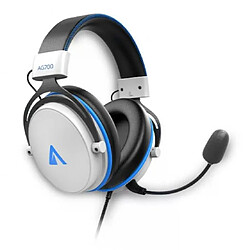 NGS Abysm AG700 7.1 Casque Gaming avec Microphone Amovible - Arceau Ajustable - Oreillettes Rembourrées - Commandes Filaires - Câble 1,20 m - Couleur Blanc/Bleu