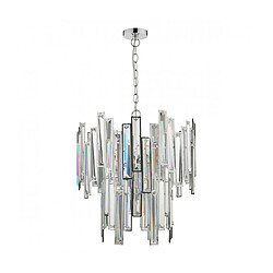 Luminaire Center Suspension Penelope Cristal,nickel poli 6 ampoules 57cm