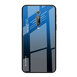 Wewoo Coque Pour Xiaomi Redmi K20 / K20 Pro / Mi 9T / Mi 9T étui en verre de couleur dégradée bleu