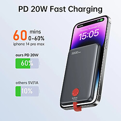 SANAG Batterie Externe Magnétique, Usb C Power Bank Charge Rapide 20W Avec Câbles Intégrés, 5000Mah Mini Chargeur Externe Portable, Powerbank Slim Pour Iphone 16 15, Samsung, Téléphone, Apple Accessoires