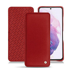 Housse cuir Samsung Galaxy S21 - Rabat horizontal - Rouge ( Nappa - Pantone #d50032 ) - NOREVE