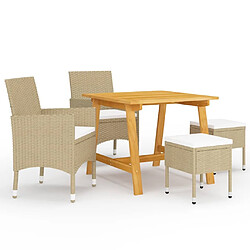 Maison Chic Ensemble de salle à manger de jardin 5 pcs,Table et chaises d'extérieur Beige -GKD455391