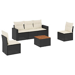 Maison Chic Salon de jardin 6 pcs avec coussins | Ensemble de Table et chaises | Mobilier d'Extérieur noir résine tressée -GKD84662