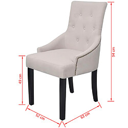 vidaXL Chaises à manger lot de 2 gris crème tissu pas cher