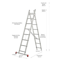 Escalux Échelle transformable 2 plans 2x8 échelons