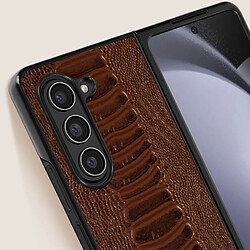 Coque pour Samsung Z Fold 5 Hybride Cuir Véritable Motif Serpent Abeel Marron pas cher