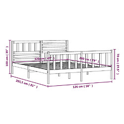 vidaXL Cadre de lit Marron miel Bois massif 120x200 cm pas cher