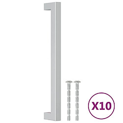 vidaXL Poignées d'armoire 10 pcs argenté 192 mm acier inoxydable