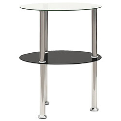 Maison Chic Table d'appoint | Table Basse 2 niveaux Transparent et noir 38cm Verre trempé -GKD59972