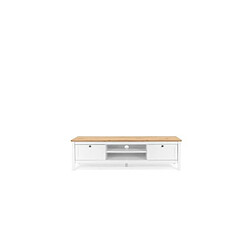 Avis BERGEN Meuble TV 2 tiroirs - Decor chene artisan et blanc - L 160 x P 45 x H 40 cm