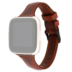 Wewoo Bracelet pour montre connectée Fitbit Versa razy Cheval Texture En Cuir Véritable Rouge Marron