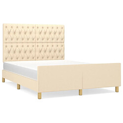 Maison Chic Lit adulte - Cadre Structure de lit avec tête de lit Contemporain Crème 140x200 cm Tissu -MN90958