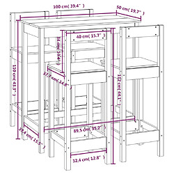 vidaXL Ensemble de bar 5 pcs Noir Bois de pin massif pas cher